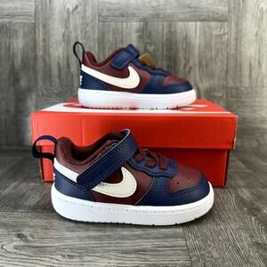 Nike Court Borough Low Toddler size 5c Burgundy Blue Slip On Shoes DV5458-602